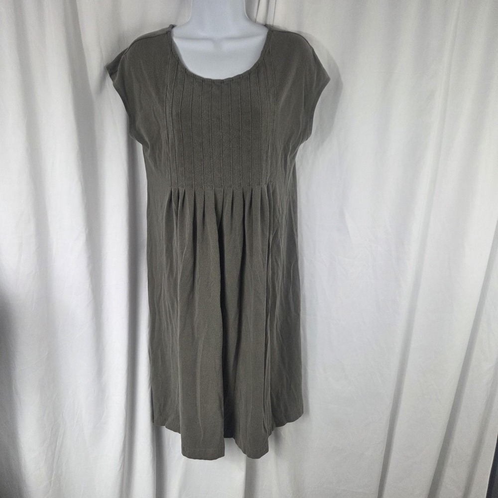 J. Jill Dress Womens Small Gray Pleated Scoop Neck Cap Sleeve Swing Trapeze